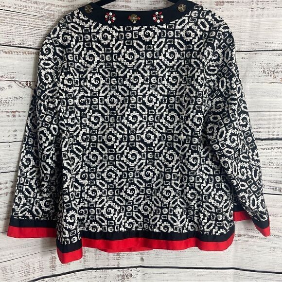 Ruby Rd. jacket Womens size 16 button up beaded Neck line  3/4 sleeve - Picture 3 of 10